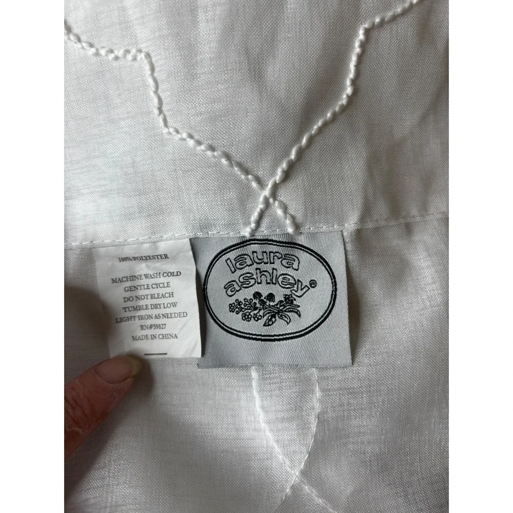 Laura Ashley White Embroidered Quatrefoil Trellis Sheer Curtain Panels Set of 4